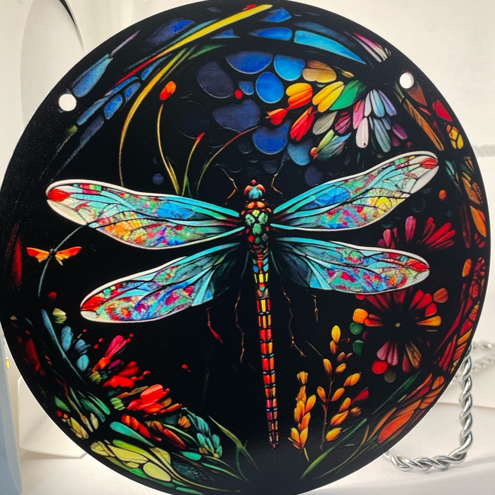 Dragonfly Acrylic Suncatcher Decorative Faux Stained Glass Insect Bug Decor